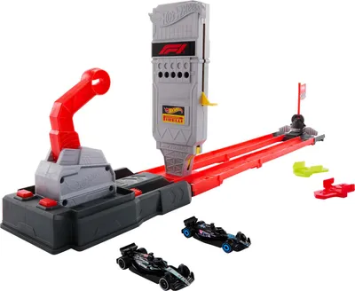 Produktbild von Hot Wheels City Race Formel 1 Startaufstellung-Start-Trackset mit 2 Die-Cast F1-Autos im Maßstab 1:64, Rennauto- & Schienen-Set, 3 Jahr(e), Kunststoff, Mehrfarbig