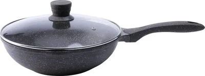 Produktbild von HQ Wok-Pfanne 28cm Antihaft Granit Keramikbeschichtung mit Glasdeckel