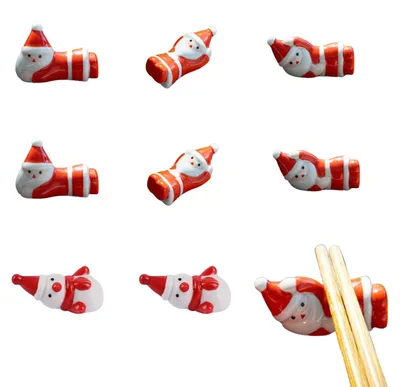 8er Set Keramik-Essstäbchenhalter Weihnachtsmann Tischdeko
