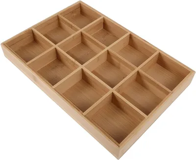 Image de Organisateur de tiroir - Boîte de rangement - Rangement de vêtements - 12 compartiments - 35x24x4 cm - Beige