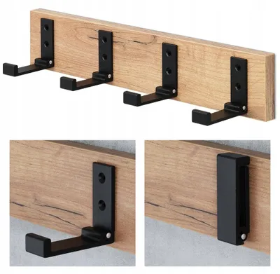 Produktbild von FURNITECO Wandgarderobe GRAZ 4 Klapphaken Eiche Loft