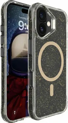 Zdjęcie produktu dla imoshion Clear Glitter Backcover z MagSafe dla Apple iPhone 16 - złoty