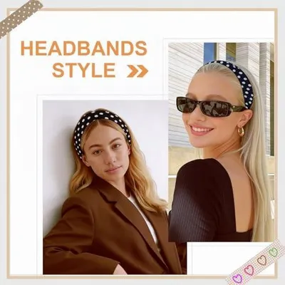 Produktbild von Punktmuster-Haarband, 5 Stück für Damen, elastisches Stirnband für Frauen zum Sport und Yoga