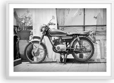 Produktbild von Gerahmtes Poster - Weißer Rahmen - Alt Motorrad Schwarz und Weiß - 70x50 cm - Wand Bild - Wanddeko - Wandbilder - Kunstposter - Wandposter - Bilderrahmen - Bilder - Kunstdruck - P2WAA70x50-4487