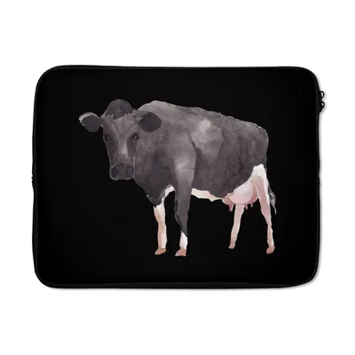 Produktbild von MuchoWow® Laptop Hülle 15 Zoll Kuh - Tier - Schwarz Laptoptasche - Laptoptasche - Sleeve - Rundum-Schutz