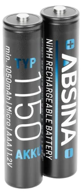 Produktbild von ABSINA 2x AAA Akku 1150 NiMH - Akkus AAA Micro mit 1,2V & min. 1050 mAh - Batterien AAA wiederaufladbar für DECT Telefon