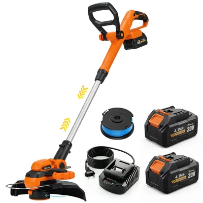 Productafbeelding van Outsunny Accu-grastrimmer 21V met freesmes, inclusief 2x 4.0Ah accu's en oplader