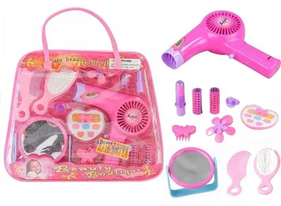 Produktbild von Leantoys Beauty-Set für Mädchen, Haar-Accessoires-Set, realistischer Haartrockner in einer Tasche