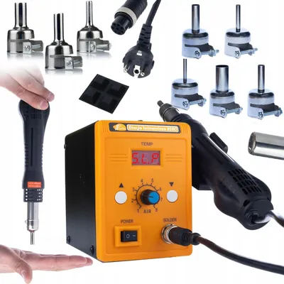 Produktbild von Rosfix Heißluft-Lötstation Rosfix 858D + Set mit 5 Heißluftdüsen für Rosfix Lötstationen (3, 4, 6, 7, 12 mm)