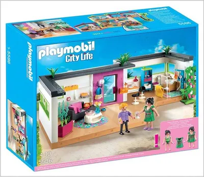 A Playmobil City Life Gästebungalow playset box, showing the assembled toy and figures.