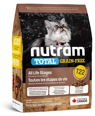 Zdjęcie produktu dla Nutram T22 Total Grain-Free, karma sucha dla kotów, bez zbóż, z indykiem i kurczakiem – 1,13 kg