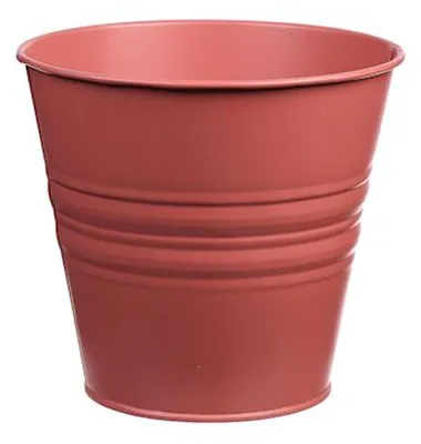 Produktbild von Zinkeimer/Blumentopf - ziegelrot - D14 x H12 cm