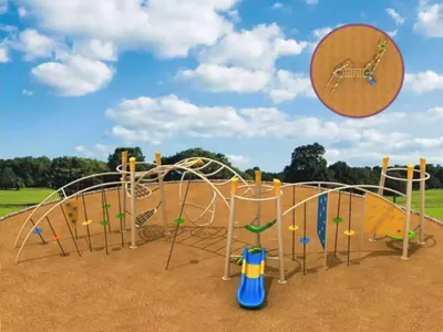 Image de Terrain de sport pour enfants Tour d'escalade en bois Outdoor avec toboggan Nouveau