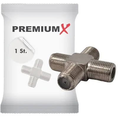 Produktbild von PremiumX F-Adapter 4x F-Buchse Verbinder Splitter Koax- und Antennenkabel