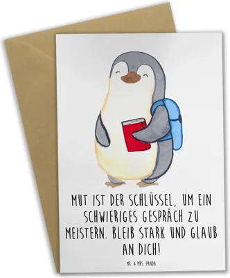 Produktbild von Mr. & Mrs. Panda valentinstagskarte Ein schwieriges Gespräch führen - Weiß - Geschenk, Stärke, Vertrauen, hochzeitskarten, Grußkarte, weihnachtskarten, Glaub an dich
