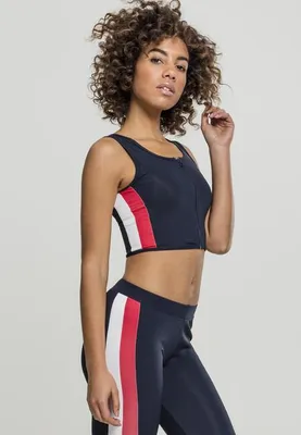 Immagine prodotto di Urban Classics - Top con zip a righe laterali da donna navy/rosso/fuoco/bianco - M