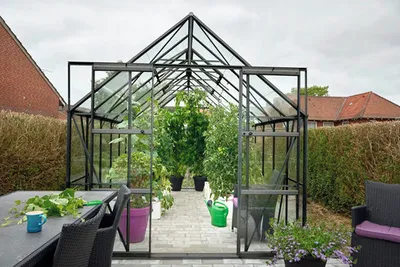 Produktbild von Gewächshaus Halls Magnum 148 Blankglas 3 mm 257 x 446 cm schwarz