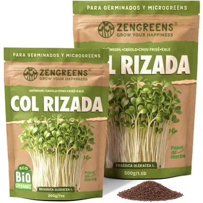 Imagen del producto de ZenGreens® Semillas Eco para Germinar Col Rizada 500 g – Brotes y Microgreens