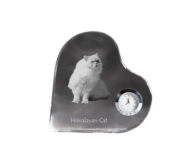 Produktbild von Himalayakatze - Kristalluhr mit Katzenbild, Herzregal-Uhr, personalisierte Standuhr von Art-Dog.