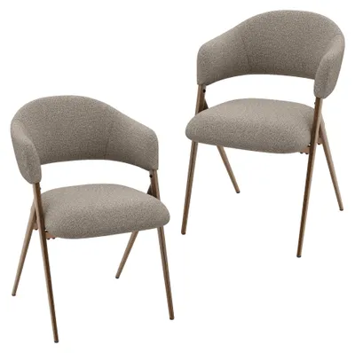 Obrázek produktu pro COLAMY Sada 2 jídelních židlí – čalouněné, ergonomické opěradlo, vintage design, kuchyňská a jídelní židle, hnědá