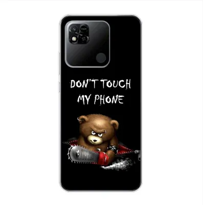 Produktbild von König Design Hülle kompatibel mit Xiaomi Redmi 10A Kunststoff Soft Handyhülle - Handy Case Dont Touch My Phone Bär Schwarz