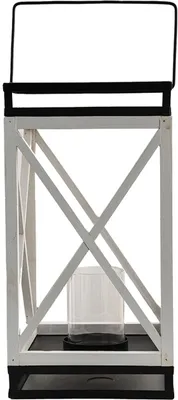 Produktbild von Laterne Holz Metall 20x20x38 cm Weiß Schwarz Clayre & Eef