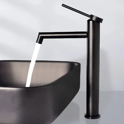 Waschtischarmatur schwarz matt 29 cm Einhebelmischbatterie Edelstahl