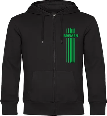Produktbild von multifanshop Kapuzen Sweatshirt Jacke - Bremen - Streifen, schwarz, Größe XXL