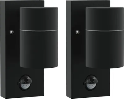 Produktbild von vidaXL Außenwandleuchte 2 pcs Schwarz 6,5 x 10,5 x 16 cm
