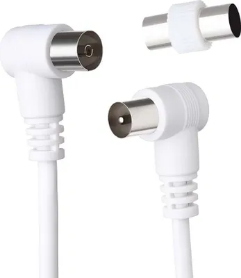 Image de Câble TV coaxial 9,52mm Coudé M/F + Adaptat M/M 2m