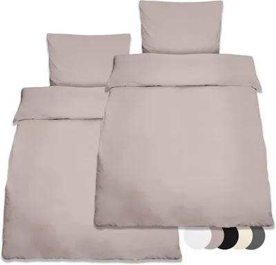 Produktbild von Beautissu 2er Set Renforcé Bettwäsche Set Julie, 135x200cm, 4tlg., Taupe