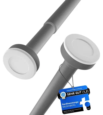 Produktbild von Teleskopstange Duschvorhangstange Klemmstange - Ohne Bohren - 90 bis 160 cm - Grau - Edelstahl - Ø 25 mm