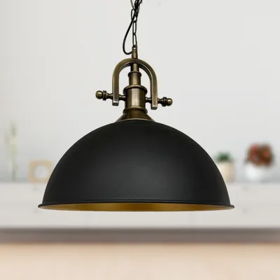 Produktbild von Pendelleuchte Esstisch Industrielle Metall Groß Ø 30 cm, Hängelampe Industriell Lampe Vintage Hängeleuchte, Deckenleuchte, Pendellampe - Schwarz