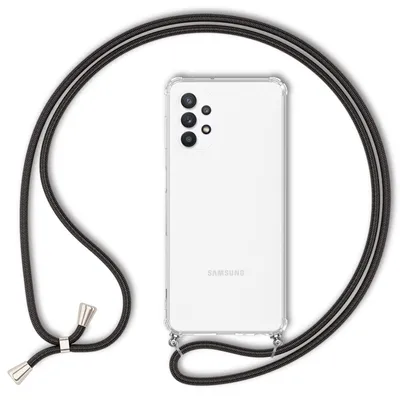 Zdjęcie produktu dla Etui na telefon NALIA z łańcuszkiem do Samsung Galaxy A32 5G, przezroczyste etui ochronne, czarne