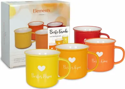Produktbild von Wächtersbach Becher 4er-Set Elements - Beste Familie, Kaffeebecher, Tassen, Bone China, 380 ml, 41 5 971 0001