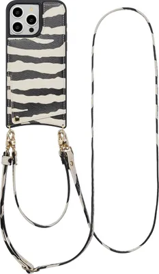 Productafbeelding van Selencia Nova Telefoonhoes met Koord en Pashouder voor de Apple iPhone 15 Pro Max - Zazzy Zebra