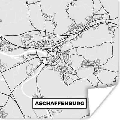 Produktbild von MuchoWow® Poster Karte - Stadtplan - Deutschland - Afschaffenburg - Karte 50x50 cm - Wohnzimmerdekoration