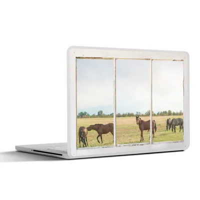 Produktbild von MuchoWow® Laptop Aufkleber Sticker Cover Durchschauen - Pferde - Tiere 40x30 cm - Laptop Dekoration - Selbstklebend