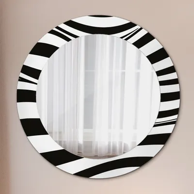 Produktbild von Spiegel - Mirror zum Wandspiegel Schlafzimmer – Schminkspiegel- Fischgrätenmuster- Ø60cm
