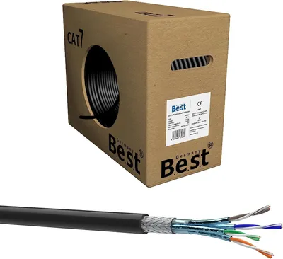 Produktbild von 50m Germany B.e.s.t CAT.7 Simplex Verlegekabel Gigabit Netzwerkkabel KUPFER Lan 1000Mhz S/FTP Schwarz