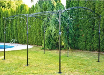 Produktbild von Casa Padrino Jugendstil Schmiedeeisen Pergola Schwarz 300 cm - Garten Möbel