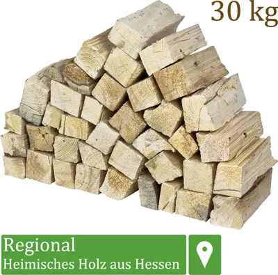 Produktbild von Dřevo na podpal borové dřevo 30 kg Pro kamna a krbové mísy na grilování Dřevěné polena 25 cm sušené v peci Flameup