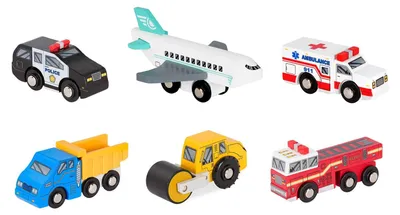 Produktbild von Holzspielzeugautos Miniaturfahrzeuge Spielzeugfahrzeuge - 6-teiliges Set - Holz - Ab 3 Jahren - Bunt