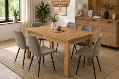INSPIRO Esstisch im Esszimmer – Platz für gemeinsame Mahlzeiten, KI-generiertes Bild