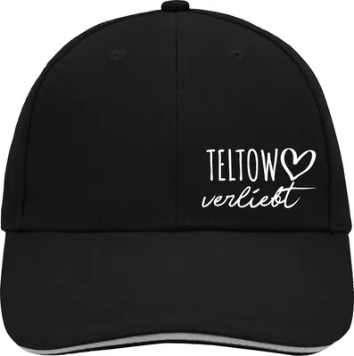 Produktbild von Huuraa Cappy Mütze Teltow verliebt Black/Light Grey Baumwolle 6-Panel Kappe Geschenkidee