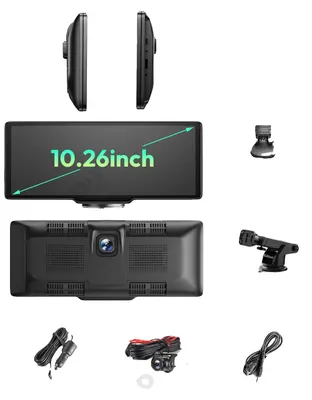 Immagine prodotto di Videoregistratore per auto, doppio obiettivo, compatibilità wireless con smartphone, CarPlay