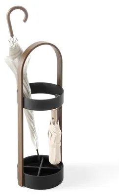 Produktbild von Umbra Bellwood Schirmständer, Rostfreie Abtropfschale, 68 cm, Schwarz/Walnuss