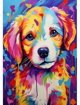 Image de Kit de peinture diamant 5D, motif "Chien coloré", animaux, pour adultes et débutants, mosaïque DIY, décoration murale, 30x40 cm