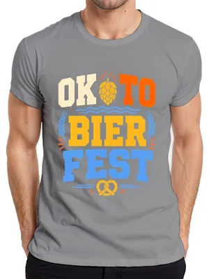 Productafbeelding van OKTO BIER FEST: , Beieren, Feest, Bier, Lederhose, Dirndl, Heren T-shirt, Grijs, Maat S