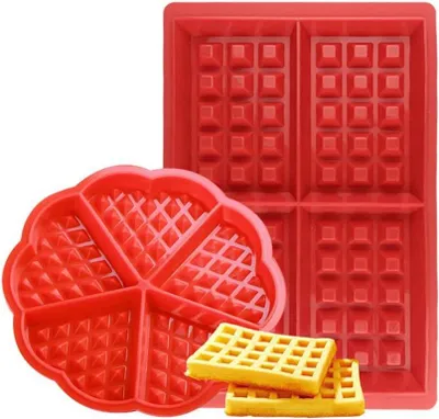 Productafbeelding van Silicone Waffle Maker Set - 2 Non-Stick Molds for Kids, Muffins, and Cakes